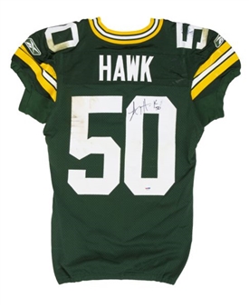2011 A.J. Hawk Game Used and Signed Green Bay Jersey (PSA/DNA)